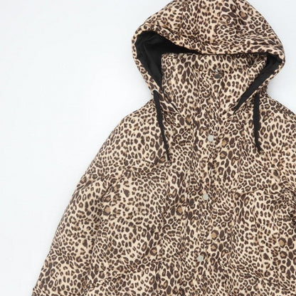 Tokyo Laundry Women’s Brown Leopard Print Puffer Jacket UK 10 Hooded
