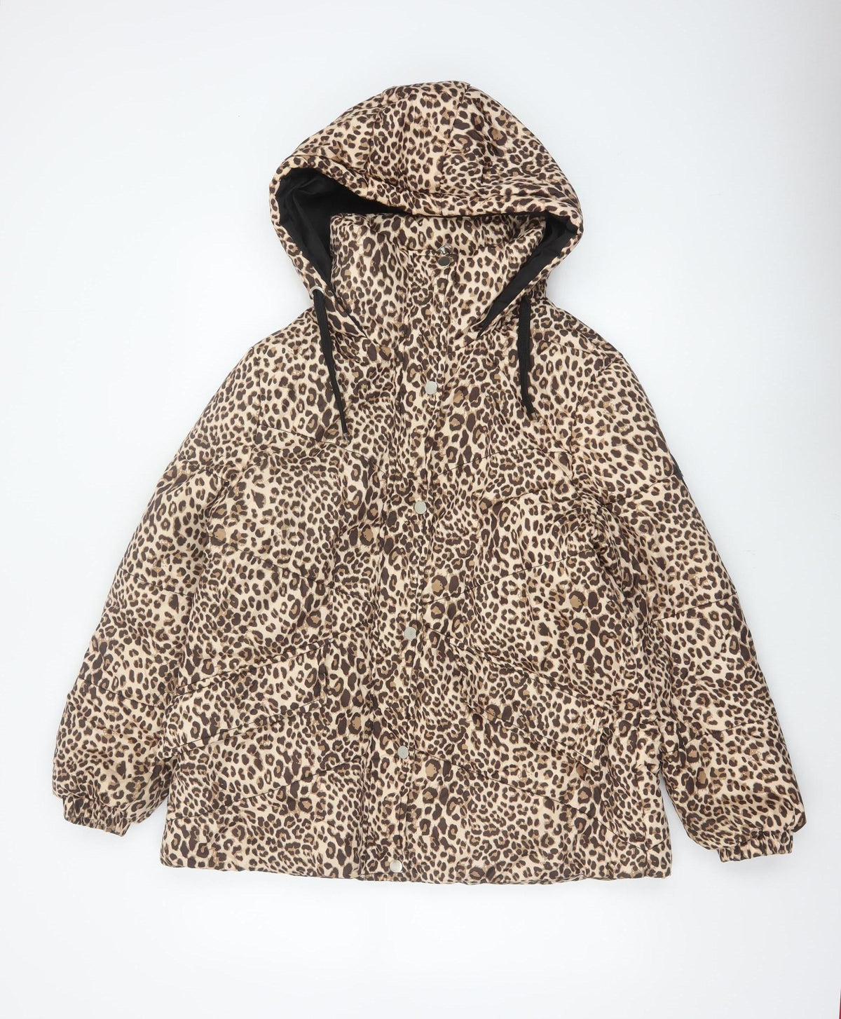 Tokyo Laundry Women’s Brown Leopard Print Puffer Jacket UK 10 Hooded