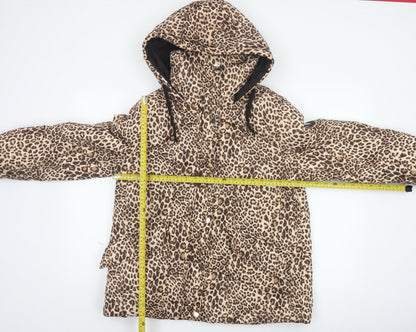 Tokyo Laundry Women’s Brown Leopard Print Puffer Jacket UK 10 Hooded