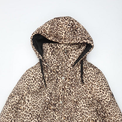 Tokyo Laundry Women’s Brown Leopard Print Puffer Jacket UK 10 Hooded