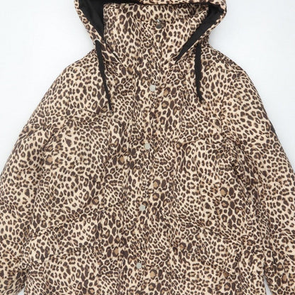 Tokyo Laundry Women’s Brown Leopard Print Puffer Jacket UK 10 Hooded