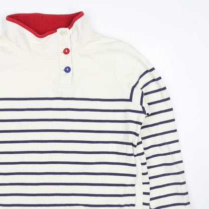 Joules Women’s Multicoloured Stripe Size 14 Nautical Button Sweatshirt