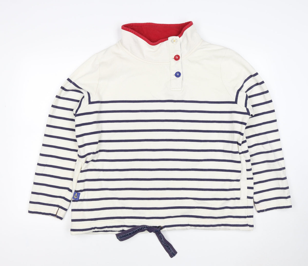 Joules Women’s Multicoloured Stripe Size 14 Nautical Button Sweatshirt