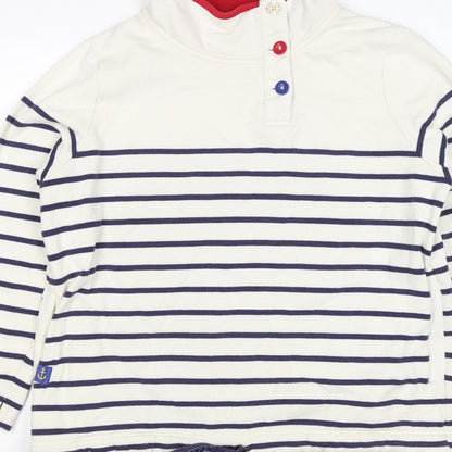 Joules Women’s Multicoloured Stripe Size 14 Nautical Button Sweatshirt