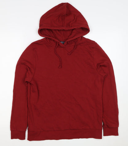 Marks Spencer Women Red UK 10 Cotton Pullover Drawstring Hoodie