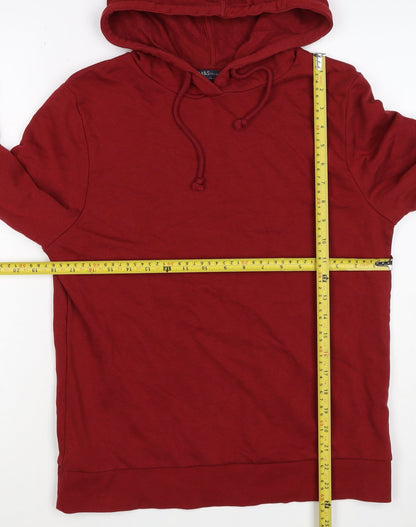 Marks Spencer Women Red UK 10 Cotton Pullover Drawstring Hoodie