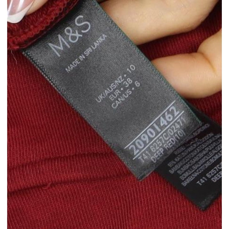 Marks Spencer Women Red UK 10 Cotton Pullover Drawstring Hoodie