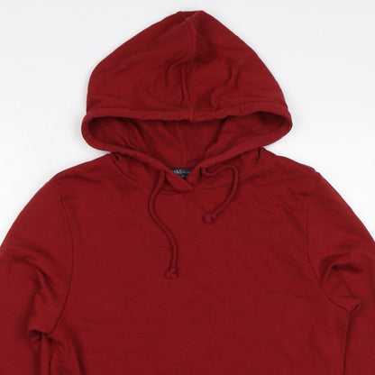 Marks Spencer Women Red UK 10 Cotton Pullover Drawstring Hoodie