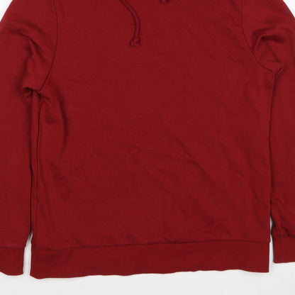 Marks Spencer Women Red UK 10 Cotton Pullover Drawstring Hoodie