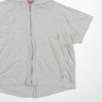 LA Gear Women’s Grey UK 18 Full Zip Hooded Short Sleeve Hoodie