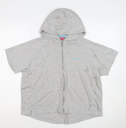 LA Gear Women’s Grey UK 18 Full Zip Hooded Short Sleeve Hoodie