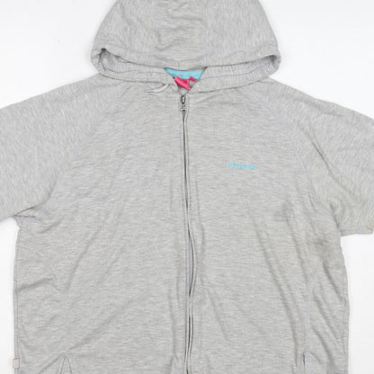 LA Gear Women’s Grey UK 18 Full Zip Hooded Short Sleeve Hoodie