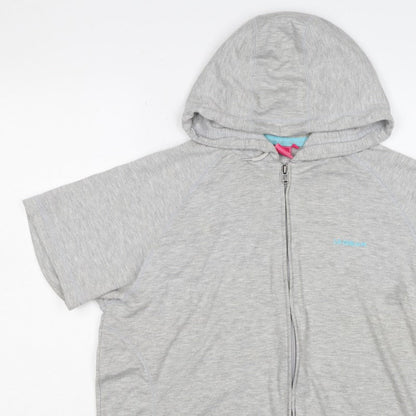 LA Gear Women’s Grey UK 18 Full Zip Hooded Short Sleeve Hoodie