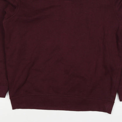 James Pringle Men's Burgundy L Henley Collared Button Sweatshirt