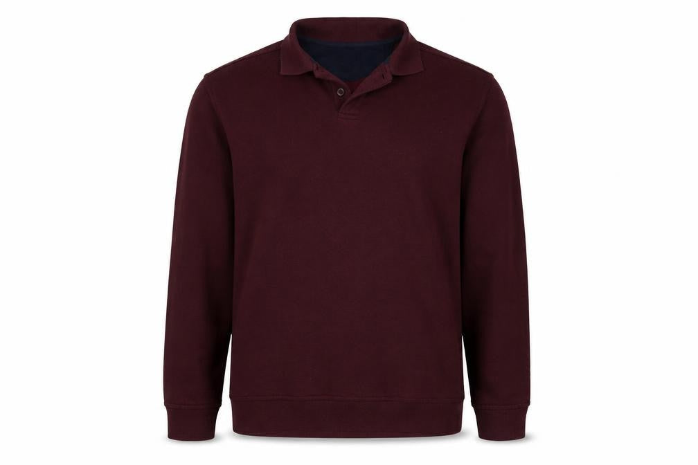James Pringle Men's Burgundy L Henley Collared Button Sweatshirt