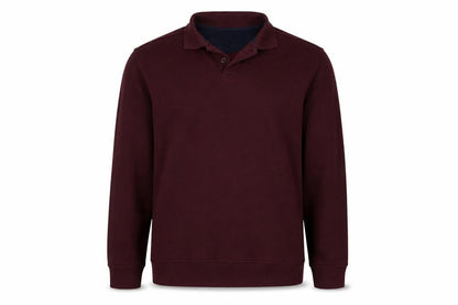 James Pringle Men's Burgundy L Henley Collared Button Sweatshirt