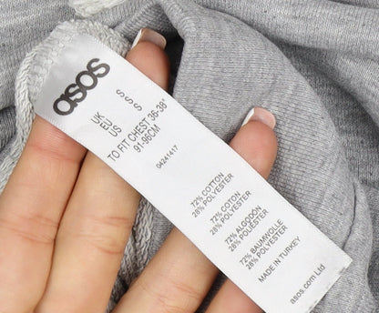 ASOS Men’s Grey S Pullover Hoodie Drawstring Pocket Cotton Blend
