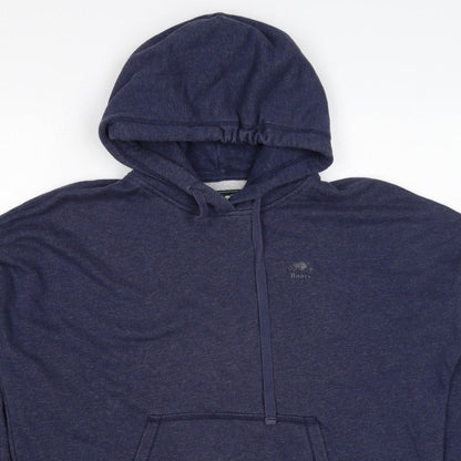 Roots Men’s Blue Logo Pullover Hoodie Size M Cotton Blend