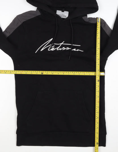 Metissier Paris Men’s Black Grey XS Pullover Hoodie Logo Pocket