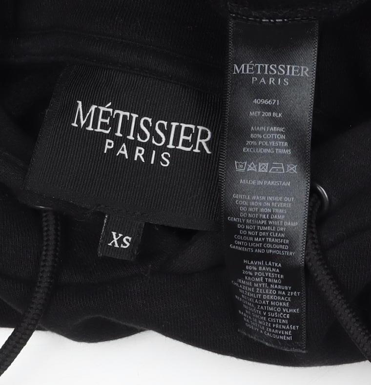 Metissier Paris Men’s Black Grey XS Pullover Hoodie Logo Pocket