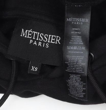 Metissier Paris Men’s Black Grey XS Pullover Hoodie Logo Pocket