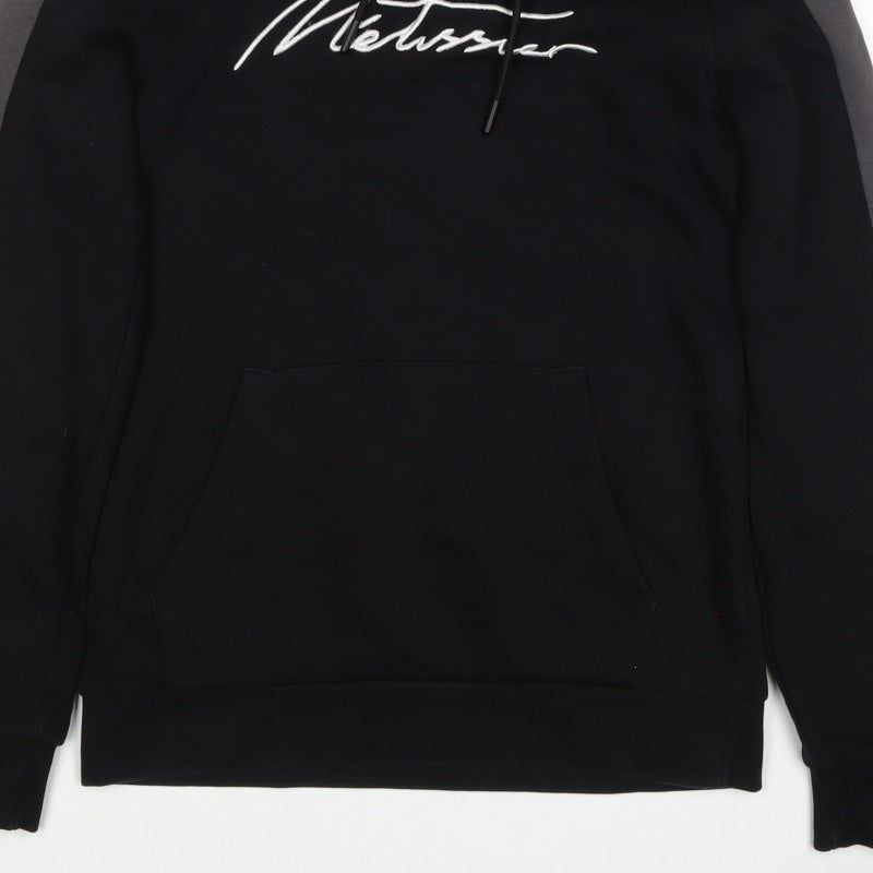 Metissier Paris Men’s Black Grey XS Pullover Hoodie Logo Pocket
