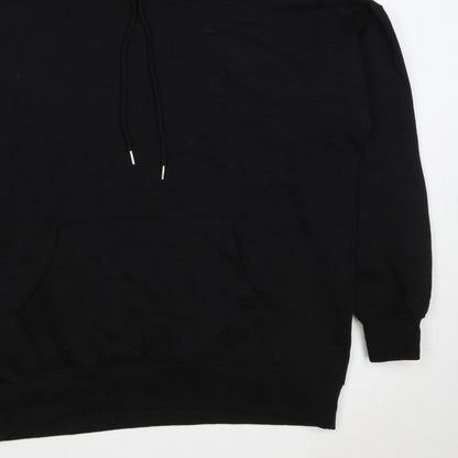 New Look Men’s Black L Pullover Hoodie Drawstring Pockets Cotton Blend