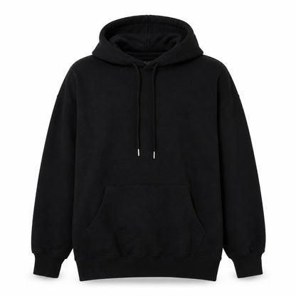 New Look Men’s Black L Pullover Hoodie Drawstring Pockets Cotton Blend
