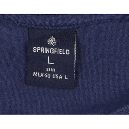 Springfield Women Blue L Basic Daisy Graphic T-Shirt Short Sleeve