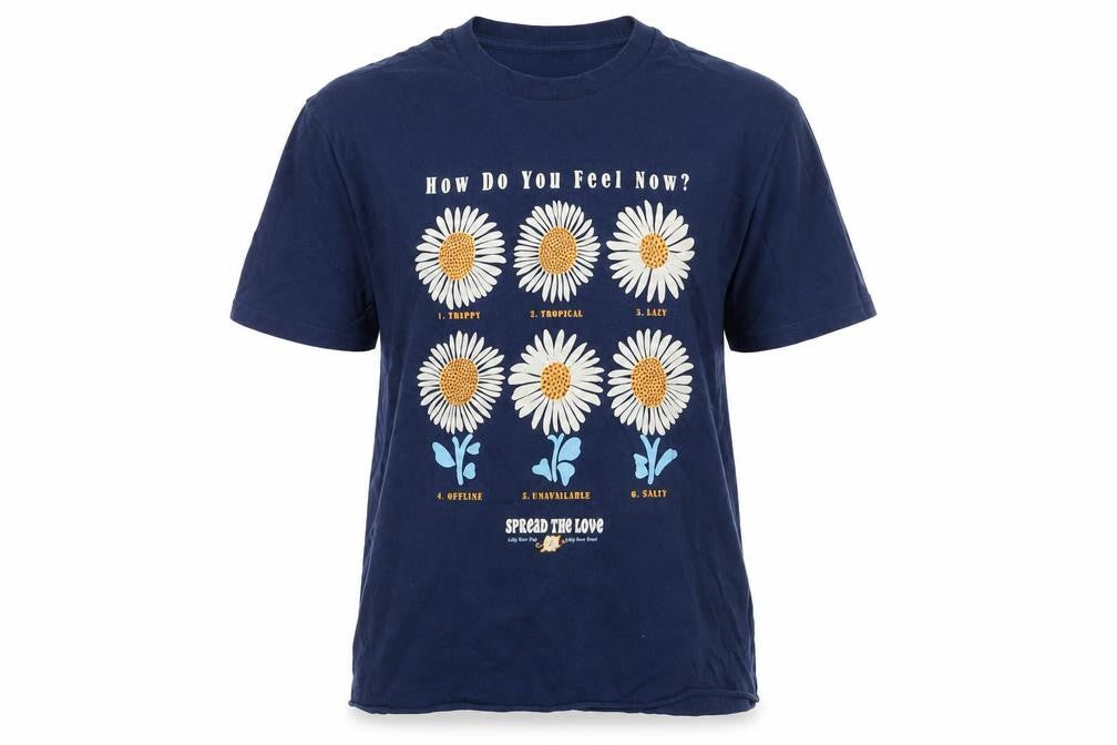 Springfield Women Blue L Basic Daisy Graphic T-Shirt Short Sleeve