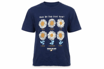 Springfield Women Blue L Basic Daisy Graphic T-Shirt Short Sleeve