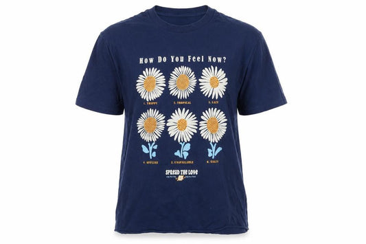 Springfield Women Blue L Basic Daisy Graphic T-Shirt Short Sleeve