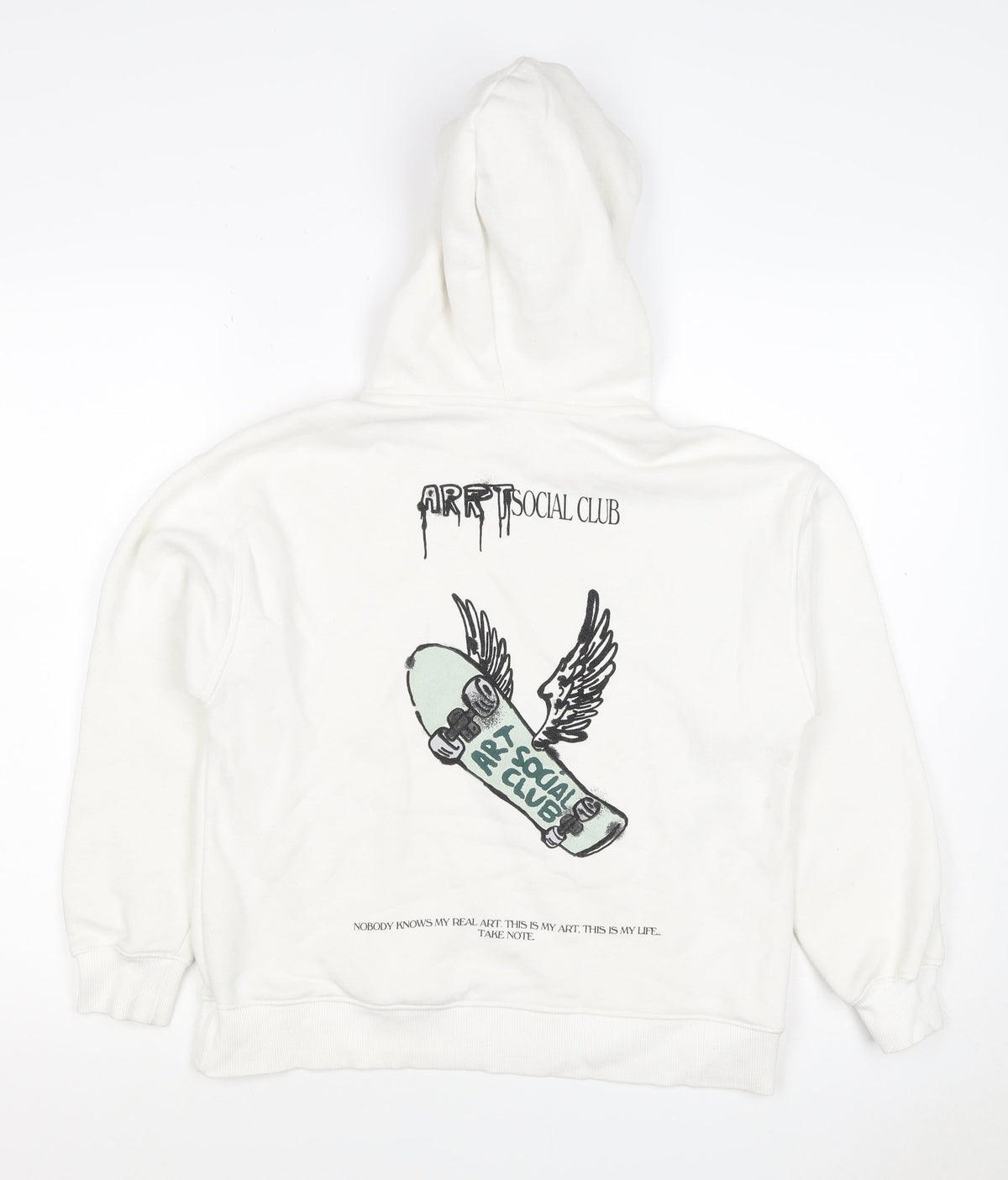 ART Boys White 11-12 Years Pullover Hoodie Graphic Print Skateboard