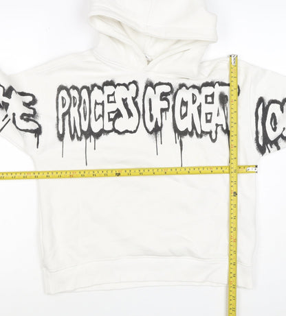 ART Boys White 11-12 Years Pullover Hoodie Graphic Print Skateboard