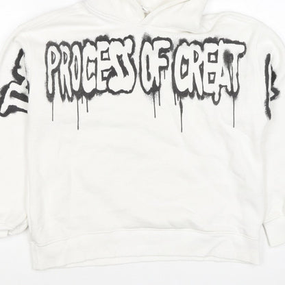 ART Boys White 11-12 Years Pullover Hoodie Graphic Print Skateboard