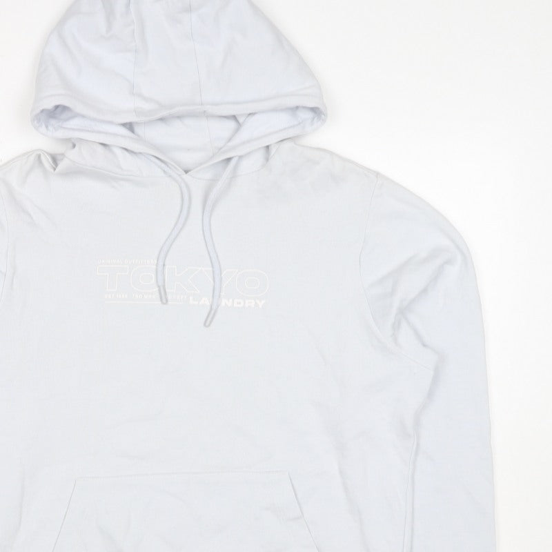 Tokyo Laundry Men’s White M Pullover Logo Hoodie