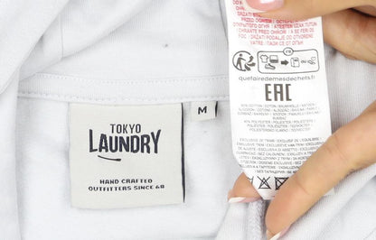 Tokyo Laundry Men’s White M Pullover Logo Hoodie