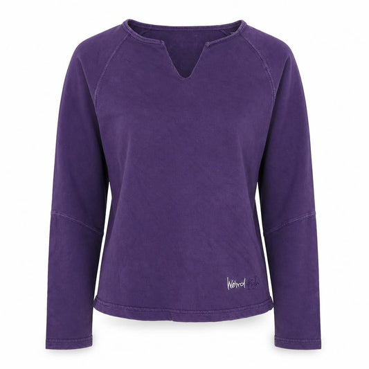 Weird Fish Women Purple M Henley Sweatshirt Cotton Raglan Logo