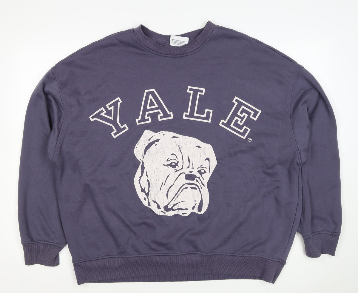 Yale Women’s Navy Blue L College Bulldog Graphic Pullover Sweatshirt