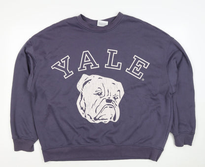 Yale Women’s Navy Blue L College Bulldog Graphic Pullover Sweatshirt