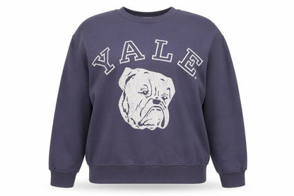 Yale Women’s Navy Blue L College Bulldog Graphic Pullover Sweatshirt
