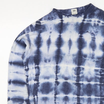 PINK Victoria's Secret Women Blue Tie Dye XS Fleece Crew Sweatshirt