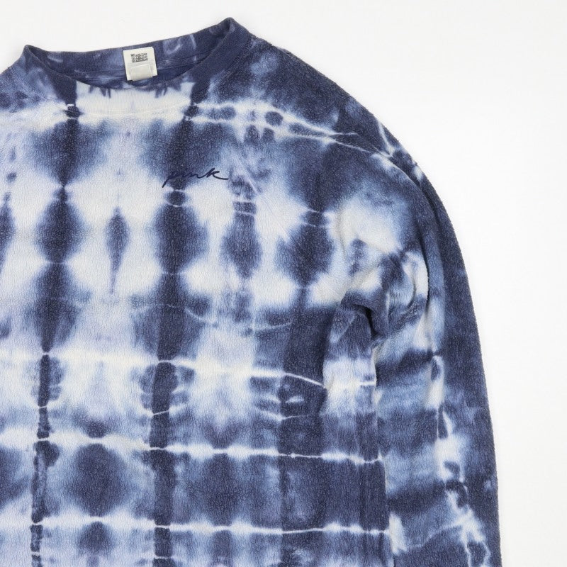 PINK Victoria's Secret Women Blue Tie Dye XS Fleece Crew Sweatshirt