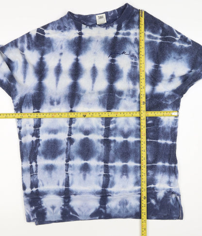 PINK Victoria's Secret Women Blue Tie Dye XS Fleece Crew Sweatshirt
