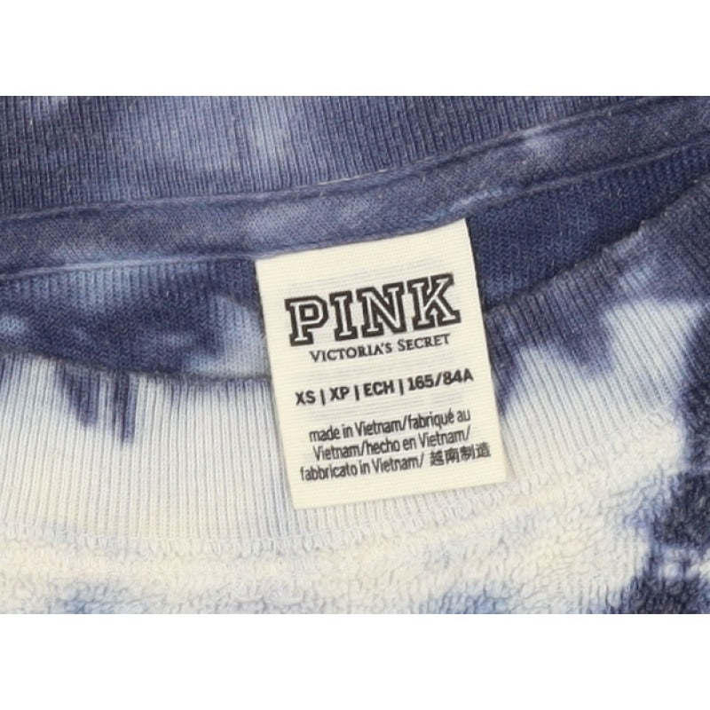 PINK Victoria's Secret Women Blue Tie Dye XS Fleece Crew Sweatshirt