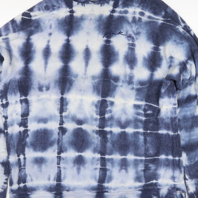 PINK Victoria's Secret Women Blue Tie Dye XS Fleece Crew Sweatshirt