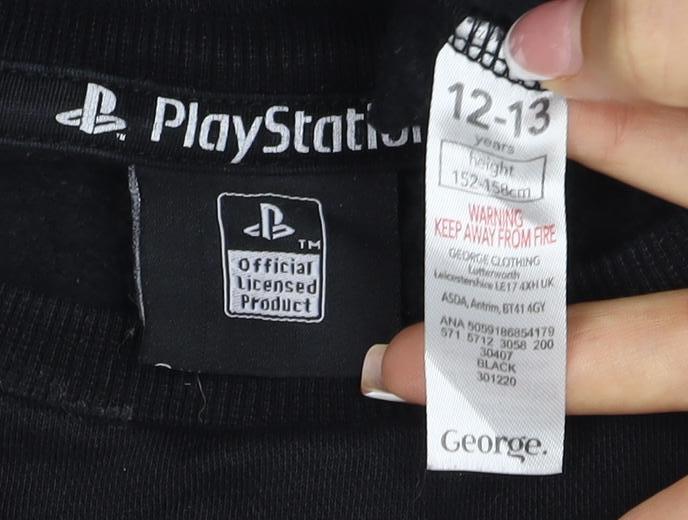 George Boys Black PlayStation Graphic Pullover Sweatshirt 12-13 Years
