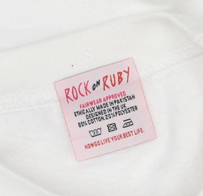 Rock On Ruby Unisex Adults White S Pullover 1980 Jude Sweatshirt