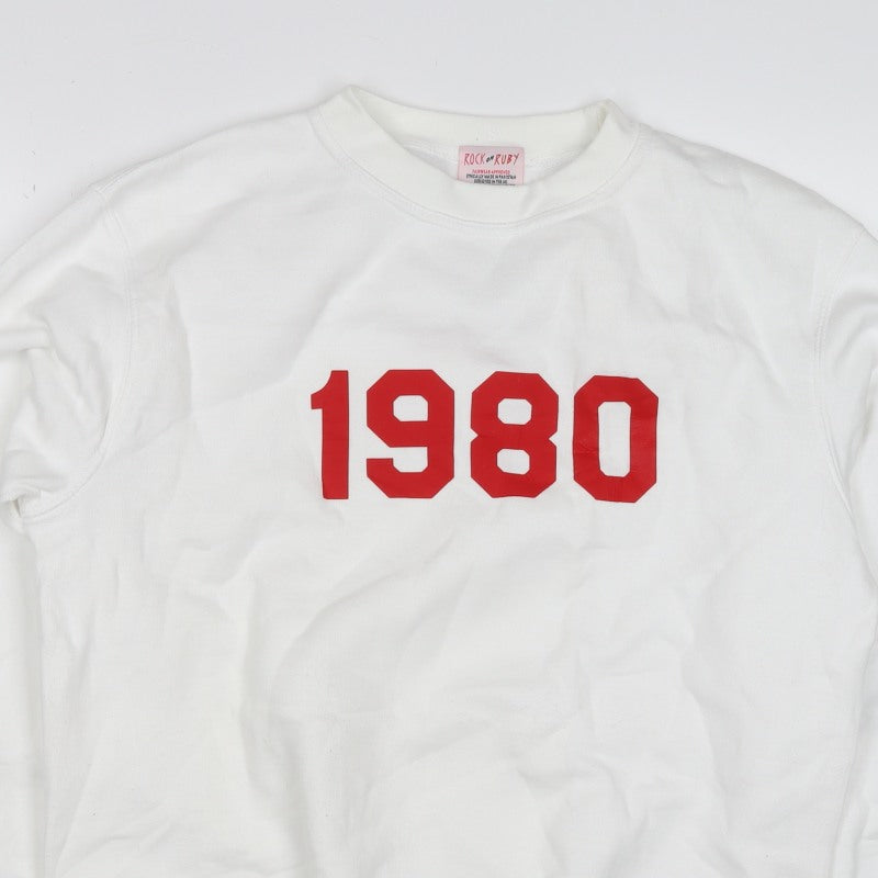 Rock On Ruby Unisex Adults White S Pullover 1980 Jude Sweatshirt