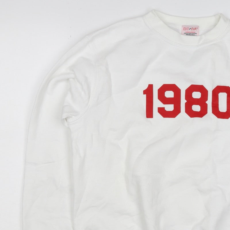 Rock On Ruby Unisex Adults White S Pullover 1980 Jude Sweatshirt